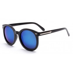 Black Round Arrow Arm Blue Mirror Polarized Lens Sunglasses